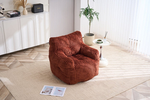 English Elm 010-soft Corduroy Bean Bag Chair with Memory Sponge Fill for Bedroom or Living Room Red W527P235530