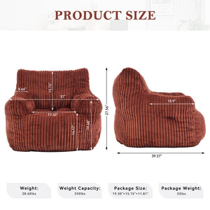 English Elm 010-soft Corduroy Bean Bag Chair with Memory Sponge Fill for Bedroom or Living Room Red W527P235530