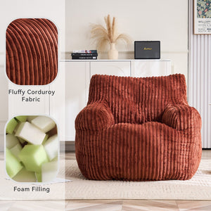English Elm 010-soft Corduroy Bean Bag Chair with Memory Sponge Fill for Bedroom or Living Room Red W527P235530