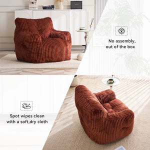 English Elm 010-soft Corduroy Bean Bag Chair with Memory Sponge Fill for Bedroom or Living Room Red W527P235530