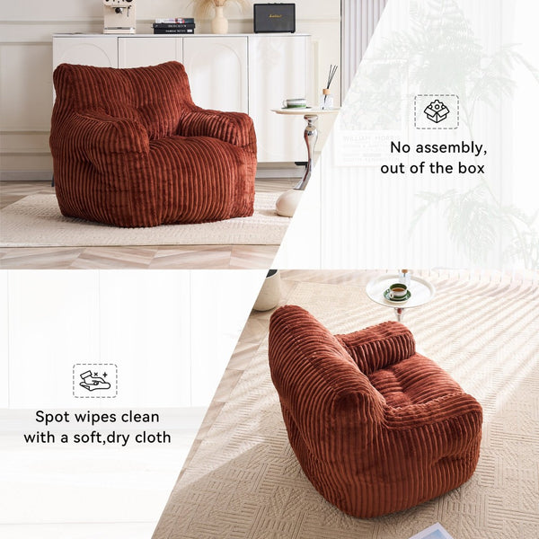 English Elm 010-soft Corduroy Bean Bag Chair with Memory Sponge Fill for Bedroom or Living Room Red W527P235530