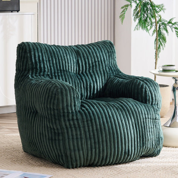 English Elm 010-soft Corduroy Bean Bag Chair with Memory Sponge Fill for Bedroom or Living Room Green W527P235534