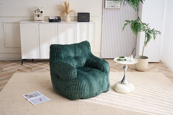 English Elm 010-soft Corduroy Bean Bag Chair with Memory Sponge Fill for Bedroom or Living Room Green W527P235534