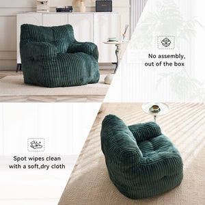 English Elm 010-soft Corduroy Bean Bag Chair with Memory Sponge Fill for Bedroom or Living Room Green W527P235534