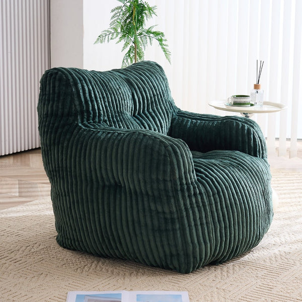 English Elm 010-soft Corduroy Bean Bag Chair with Memory Sponge Fill for Bedroom or Living Room Green W527P235534