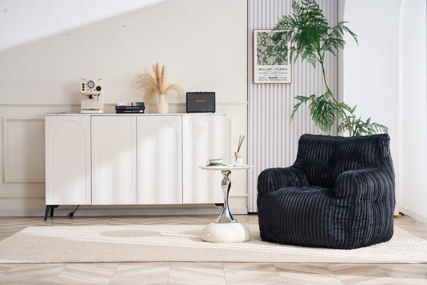 English Elm 010-soft Corduroy Bean Bag Chair with Memory Sponge Fill for Bedroom or Living Room Black W527P235537