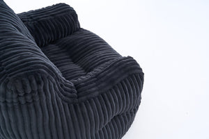 English Elm 010-soft Corduroy Bean Bag Chair with Memory Sponge Fill for Bedroom or Living Room Black W527P235537
