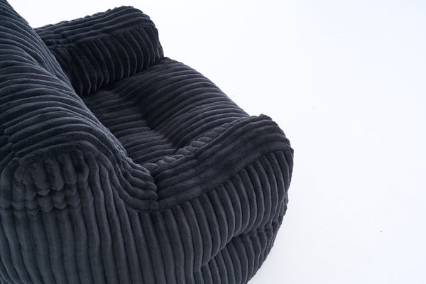 English Elm 010-soft Corduroy Bean Bag Chair with Memory Sponge Fill for Bedroom or Living Room Black W527P235537