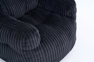 English Elm 010-soft Corduroy Bean Bag Chair with Memory Sponge Fill for Bedroom or Living Room Black W527P235537