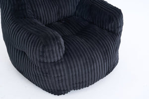 English Elm 010-soft Corduroy Bean Bag Chair with Memory Sponge Fill for Bedroom or Living Room Black W527P235537