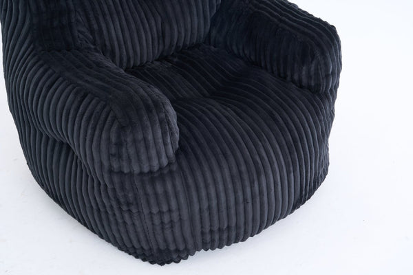 English Elm 010-soft Corduroy Bean Bag Chair with Memory Sponge Fill for Bedroom or Living Room Black W527P235537