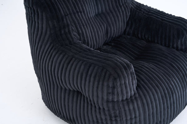 English Elm 010-soft Corduroy Bean Bag Chair with Memory Sponge Fill for Bedroom or Living Room Black W527P235537