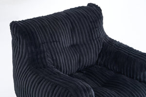 English Elm 010-soft Corduroy Bean Bag Chair with Memory Sponge Fill for Bedroom or Living Room Black W527P235537