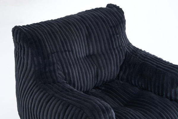 English Elm 010-soft Corduroy Bean Bag Chair with Memory Sponge Fill for Bedroom or Living Room Black W527P235537