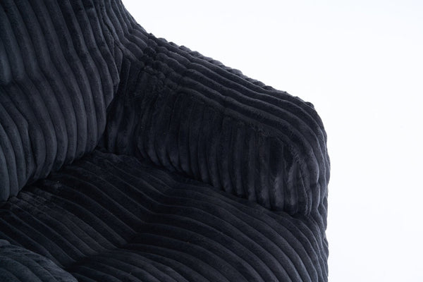 English Elm 010-soft Corduroy Bean Bag Chair with Memory Sponge Fill for Bedroom or Living Room Black W527P235537