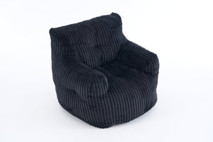 English Elm 010-soft Corduroy Bean Bag Chair with Memory Sponge Fill for Bedroom or Living Room Black W527P235537