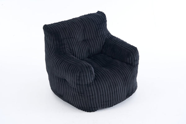 English Elm 010-soft Corduroy Bean Bag Chair with Memory Sponge Fill for Bedroom or Living Room Black W527P235537