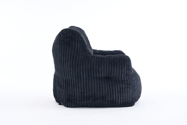 English Elm 010-soft Corduroy Bean Bag Chair with Memory Sponge Fill for Bedroom or Living Room Black W527P235537