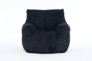 English Elm 010-soft Corduroy Bean Bag Chair with Memory Sponge Fill for Bedroom or Living Room Black W527P235537