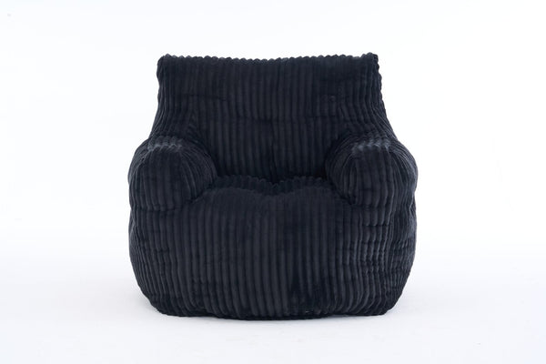 English Elm 010-soft Corduroy Bean Bag Chair with Memory Sponge Fill for Bedroom or Living Room Black W527P235537