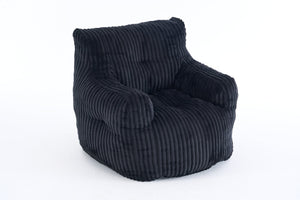 English Elm 010-soft Corduroy Bean Bag Chair with Memory Sponge Fill for Bedroom or Living Room Black W527P235537