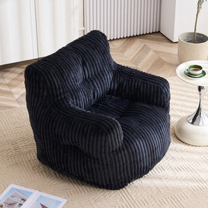 English Elm 010-soft Corduroy Bean Bag Chair with Memory Sponge Fill for Bedroom or Living Room Black W527P235537
