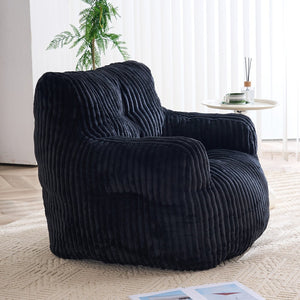 English Elm 010-soft Corduroy Bean Bag Chair with Memory Sponge Fill for Bedroom or Living Room Black W527P235537