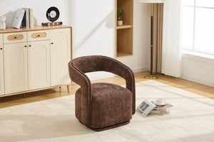 English Elm 065-chenille Barrel Swivel Chair Soft Upholstered Accent Seat for Living Room Reading Brown W527P370609