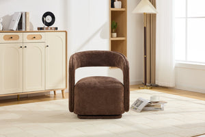English Elm 065-chenille Barrel Swivel Chair Soft Upholstered Accent Seat for Living Room Reading Brown W527P370609