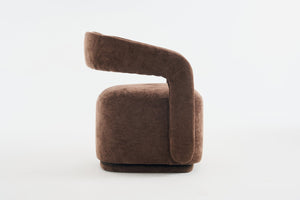 English Elm 065-chenille Barrel Swivel Chair Soft Upholstered Accent Seat for Living Room Reading Brown W527P370609