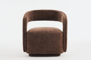 English Elm 065-chenille Barrel Swivel Chair Soft Upholstered Accent Seat for Living Room Reading Brown W527P370609