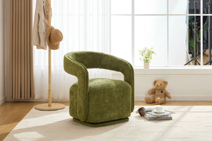 English Elm 065-chenille Barrel Swivel Chair Soft Upholstered Accent Seat for Living Room Reading Green W527P370610