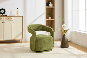 English Elm 065-chenille Barrel Swivel Chair Soft Upholstered Accent Seat for Living Room Reading Green W527P370610