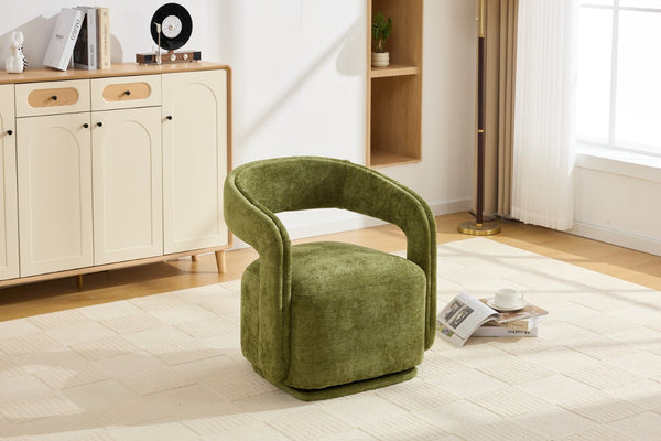 English Elm 065-chenille Barrel Swivel Chair Soft Upholstered Accent Seat for Living Room Reading Green W527P370610