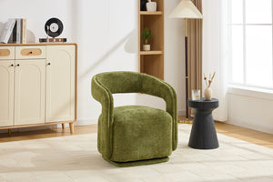 English Elm 065-chenille Barrel Swivel Chair Soft Upholstered Accent Seat for Living Room Reading Green W527P370610