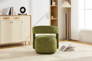 English Elm 065-chenille Barrel Swivel Chair Soft Upholstered Accent Seat for Living Room Reading Green W527P370610