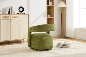 English Elm 065-chenille Barrel Swivel Chair Soft Upholstered Accent Seat for Living Room Reading Green W527P370610