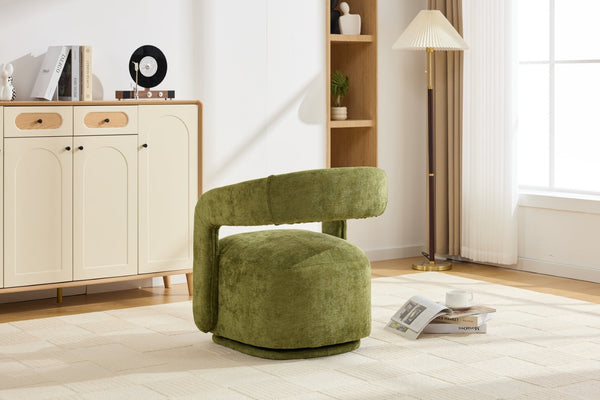 English Elm 065-chenille Barrel Swivel Chair Soft Upholstered Accent Seat for Living Room Reading Green W527P370610