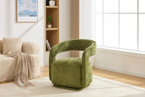 English Elm 065-chenille Barrel Swivel Chair Soft Upholstered Accent Seat for Living Room Reading Green W527P370610