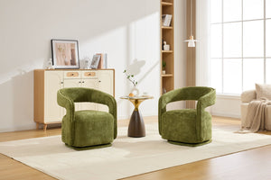 English Elm 065-chenille Barrel Swivel Chair Soft Upholstered Accent Seat for Living Room Reading Green W527P370610