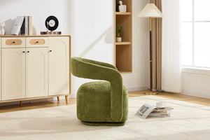 English Elm 065-chenille Barrel Swivel Chair Soft Upholstered Accent Seat for Living Room Reading Green W527P370610