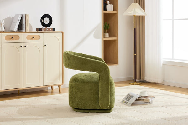 English Elm 065-chenille Barrel Swivel Chair Soft Upholstered Accent Seat for Living Room Reading Green W527P370610