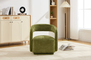English Elm 065-chenille Barrel Swivel Chair Soft Upholstered Accent Seat for Living Room Reading Green W527P370610