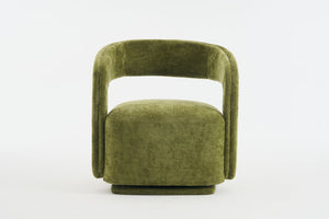English Elm 065-chenille Barrel Swivel Chair Soft Upholstered Accent Seat for Living Room Reading Green W527P370610