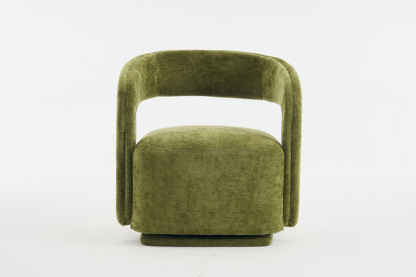 English Elm 065-chenille Barrel Swivel Chair Soft Upholstered Accent Seat for Living Room Reading Green W527P370610