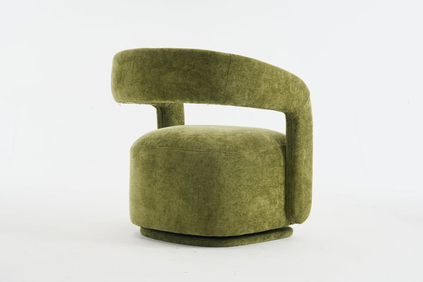 English Elm 065-chenille Barrel Swivel Chair Soft Upholstered Accent Seat for Living Room Reading Green W527P370610