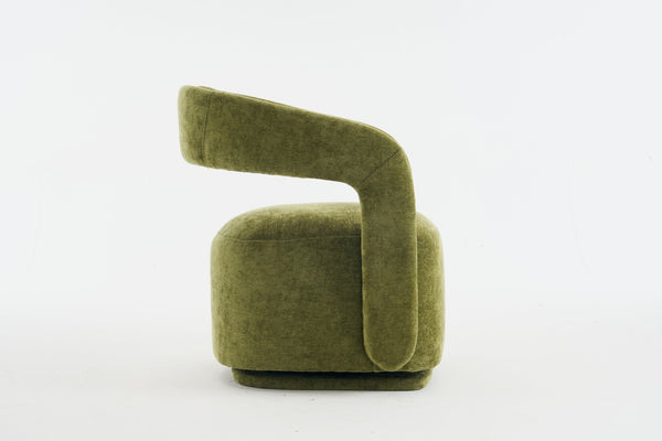 English Elm 065-chenille Barrel Swivel Chair Soft Upholstered Accent Seat for Living Room Reading Green W527P370610