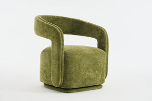 English Elm 065-chenille Barrel Swivel Chair Soft Upholstered Accent Seat for Living Room Reading Green W527P370610