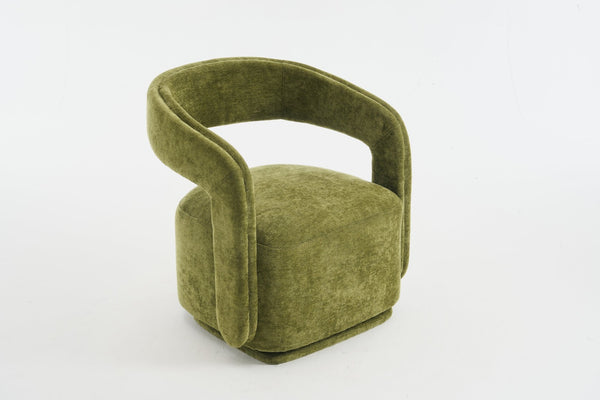 English Elm 065-chenille Barrel Swivel Chair Soft Upholstered Accent Seat for Living Room Reading Green W527P370610