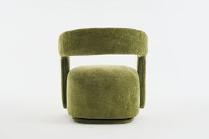 English Elm 065-chenille Barrel Swivel Chair Soft Upholstered Accent Seat for Living Room Reading Green W527P370610
